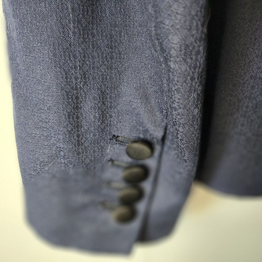 Banana Republic Womens Tuxedo Blazer 12 Navy Blue Black Jacquard Suit Jacket - Picture 5 of 11